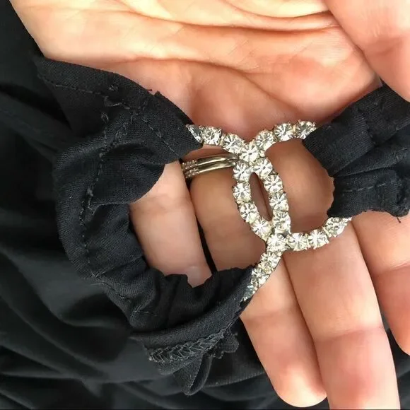 Vintage 90s Black Asymmetrical Dress Cocktail 1990 - Picture 10 of 10